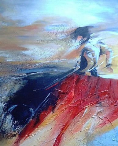 Odile Ollivier 'Passe De Cape', acrylique et collage, 2019, 40x50
